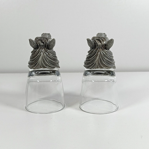 Vintage Pewter Horse Head Shot Glasses Set of Two Boxed - Foto 12 di 22