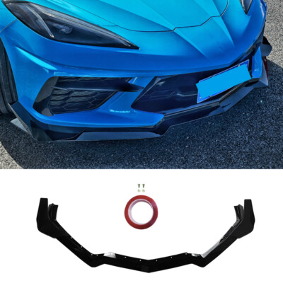 Gloss Black For 20-2025 Corvette C8 Z51 STG 3 Winglet Front Bumper Lip Diffuser
