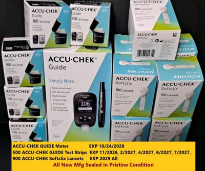 New ACCU-CHEK Meter 500 Test Strips 900 Lancets Pristine Retail Mfg Sealed
