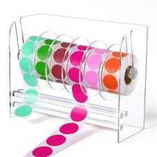 IMengjbang Label Dispenser 6 Disks, Acrylic Sticker Roll Holder, Adjustable S...