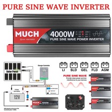 4000W 3000W Pure Sine Wave Inverter 12V DC to 110V AC Converter Portable LCD