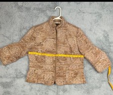 Coldwater Creek Embroidered Brown Zip-Front Jacket