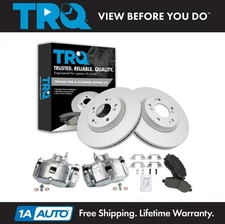 TRQ Front Ceramic Brake Pad Coated Rotor & Caliper Kit for Mitsubishi