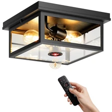 Motion Sensor Outdoor Ceiling Light with Remote Control, Adjustable Distance ...