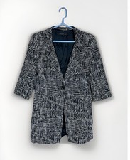 LAFAYETTE 148 NEW YORK Black/Ivory Tailored Fit One Button Blazer Jacket Size 8