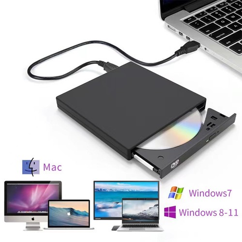 Slim External CD DVD RW Drive USB 2.0 Writer Burner Player Black For Laptop PC w - Photo 9/16