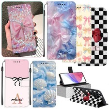 Bow Customizable Leather Case Flip Cover For Samsung Galaxy A16 A17 A36 S25 Plus
