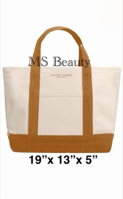 Ralph Lauren Fragrance Tote Bag / Beach Bag / Travel bag (Beige Brown Canvas)
