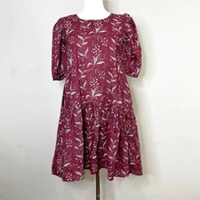 Matta Mini Dress Kenia Dadra 100% Cotton Pockets Flounce Puff Purple Size XS NEW