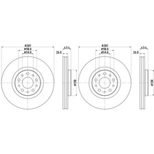 2x HELLA PAGID BREMSSCHEIBEN Ø281mm VORNE passend für FIAT TIPO 56048PRO