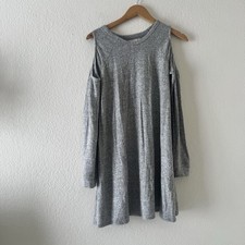 Abercrombie & Fitch Women's Cold Shoulder Long Sleeve Shift Dress Gray Small