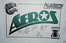 1996 Houston Aeros hockey placemat, signed by 4 players and Chilly mascot