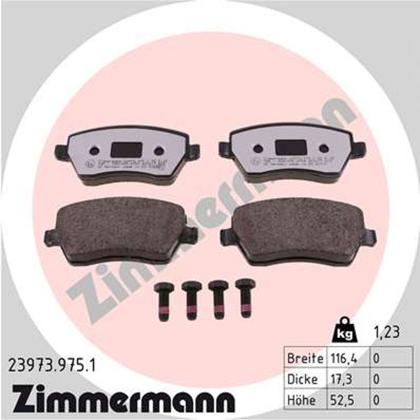 Zimmermann Bremsbelagsatz Scheibenbremse Rd:Z 23973.975.1 FüR Clio Citan Nissan-image