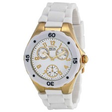Reloj Invicta Angel multifunción esfera blanca rayos de sol silicona blanca para dama 18796
