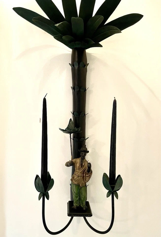 Vintage/Antique Asian Themed Candle Wall Sconce - Image 3 of 4