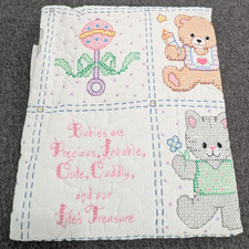 Bucilla Babies are Precious Crossed Stitch Baby Crib Quilt 33"x42"