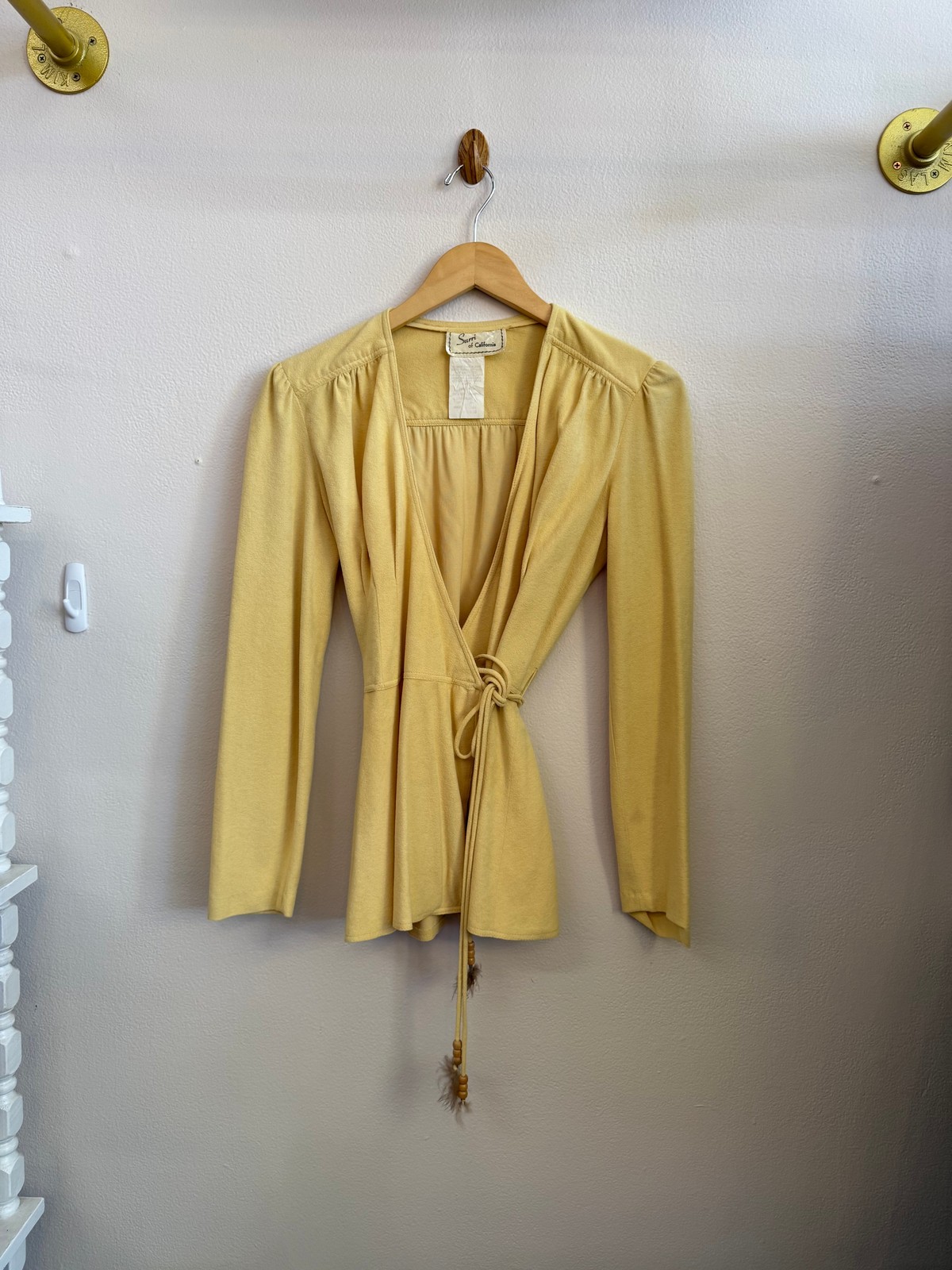 70s Yellow Wrap Top - image 3