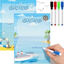 2 Pcs Whiteboard Cruise Door Magnets and 4 Erasable Markers Summer Cruise Ship
