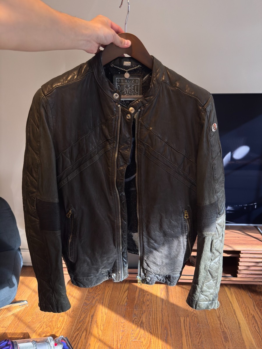Diesel Sheep Leather Jacket Small - Rare B.R.G.Z. Skull Liner