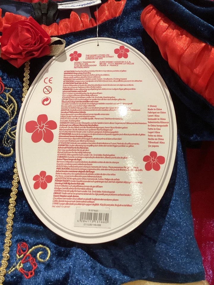 DISNEY STORE DELUXE SNOW WHITE COSTUME WITH HOOPED SKIRT & CAPE AGE 9/10 BNWT - Image 4 of 4