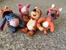 Disney Store Winnie The Pooh Dressed As Tigger 8 Inch Bean Bag Set Of 4