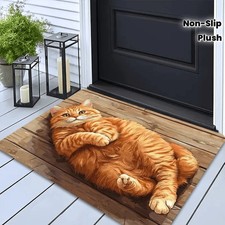 Doormat Cat Design Flannel Mat Washable Non-Slip Welcome Mat Door Floor Mat  