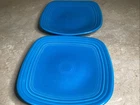 Set Of 2 Fiesta Peacock Blue 9.25”  Square Luncheon Plates- Homer Laughlin USA