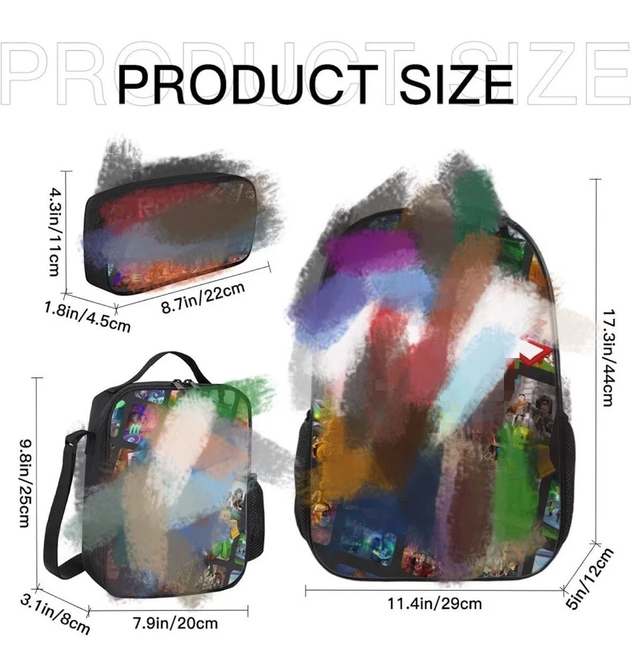 🎒 Juego de Mochila Roblox 3 Piezas - Bolsa Escolar + Fiambrera + Estuche para Lápices | Niños... Foto 3 de 3