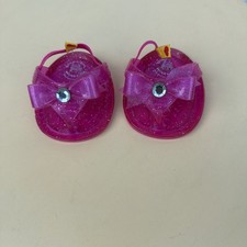 Build-A-Bear Hot Pink Sparkly Flip Flops Sandals Shoes with Bow/Jewel