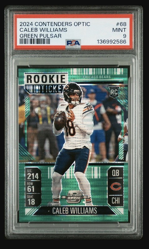 2024 Contenders Optic Caleb Williams Green Pulsar RC Ticket #/49 PSA 9 Mint #68