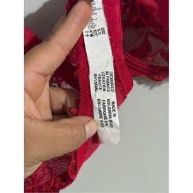 Lise Charmel 36D Red Floral Embroidered Sheer Lace Unlined Underwire Bra Luxury