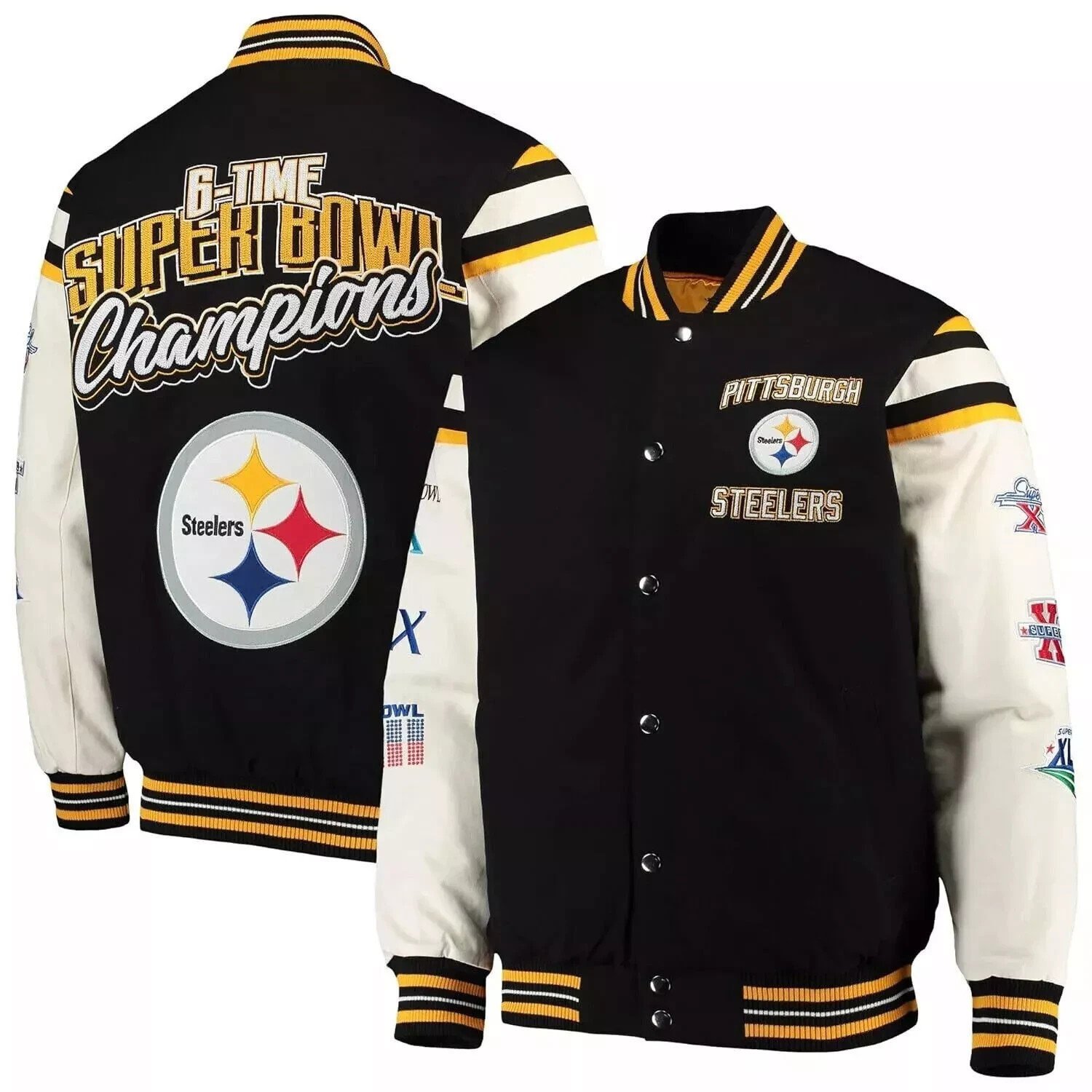 Men’s Black & White Retro Varsity Jacket – Button Front – New With Tags