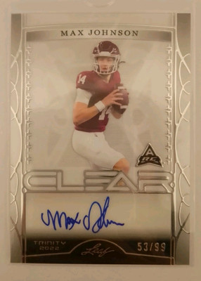 2022 Leaf Trinity Clear Autographs Silver Max Johnson  /99 North Carolina im MAG