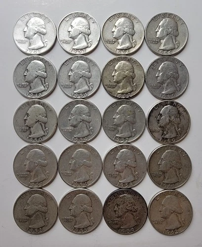 1948-1962 Washington *90% Silver* Quarters (.25c lot of 20)