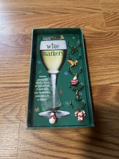  Boston Warehouse Christmas Sequin Holiday Wine Charm Markers Snowman Reindeer 