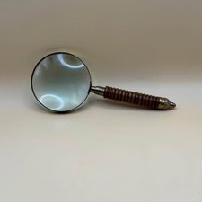 Vintage Brass Magnifying Glass with Wood Handle