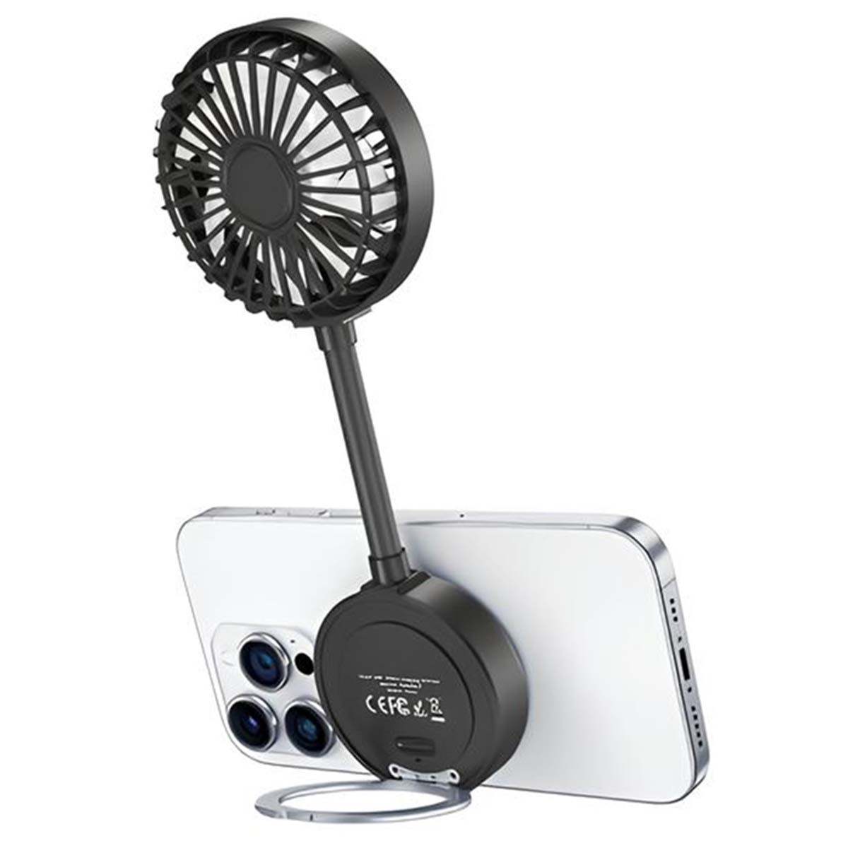 Mini ventilateur portable aimanté Usams blanc à 3 vitesses avec support - 2