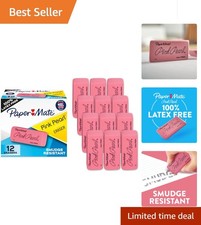 Erasers, Pink Pearl, 12 Count - Latex Free and Smudge Resistant, Back to School,