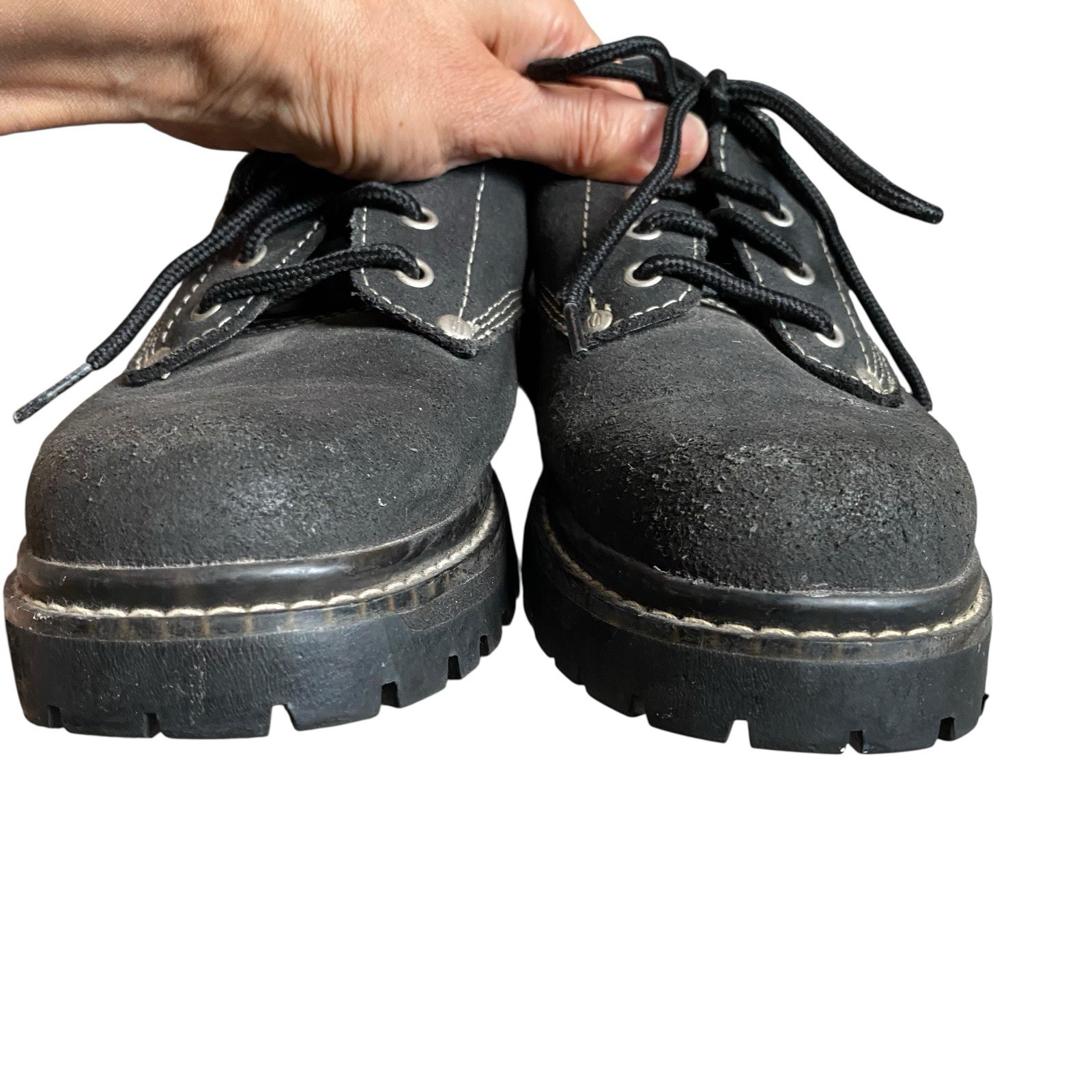 SAOLA Scarpe Oxford vintage Skechers Y2K donna 8 EU 38 nere scamosciate suola spessa punk