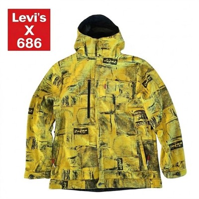 NWOT 686 x Levis Times Line Snowboard Jacket Mens XL Denim Michael