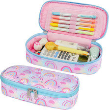 Pencil Case for Girls - Cute Zipper Pencil Pouch for Girls Sparkly Kids Pencil B