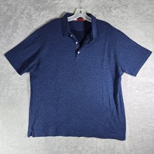 ISAIA Napoli Pique Jersey Polo Shirt Short Sleeve Mens Size 2XL XXL Blue Read De