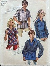 FAB VTG 1970 s MENS/WOMENS SHIRT Simplicity SEWING PATTERN Sz Med