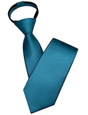 Branduce 3.15"  8cm  Mens Solid Satin Tie Pre-tied Adjustable Zipper Teal