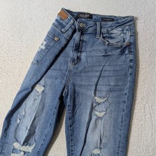 Judy Blue Jeans Womens 11/30 Blue Distressed Boyfriend Fit Stretch 30/29
