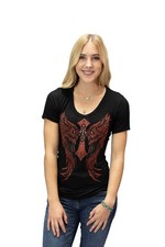 Ladies Beautiful Red Cross and Wings Shirt - USA Made - 7158