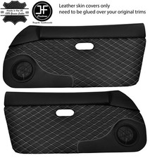 WHITE DIAMOND STITCH 2X DOOR CARD LEATHER COVERS FOR MAZDA MX5 MK1 MIATA 89-97