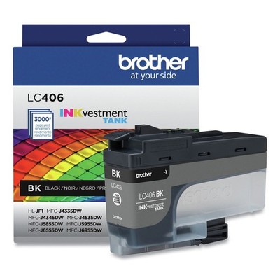 Brother LC406BKS INKvestment 3,000 Page-Yield Ink - Black New
