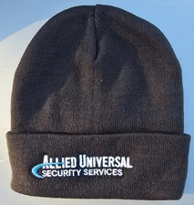 NOS One Size Allied Universal Security Services Embroidered Beanie Cap Free Ship