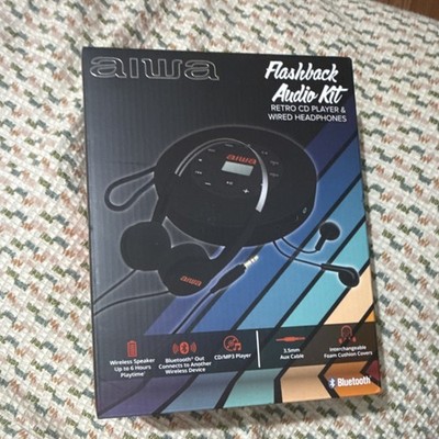 Aiwa Flashback Audio Kit Bluetooth CD/MP3 Player Black with Wired Headphones